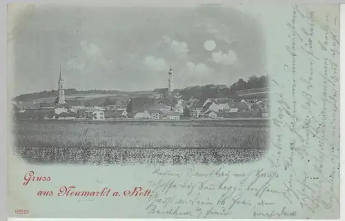 (106329) AK Gruss aus Neumarkt an der Rott, Mondscheinkarte 1898