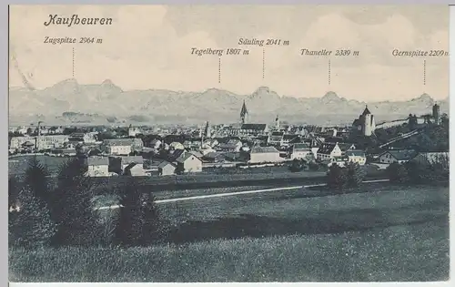 (106323) AK Kaufbeuren, Panorama mit Bergkette, 1910