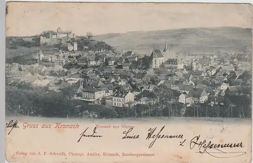 (106271) AK Gruss aus Kronach, Blick von Westen 1902