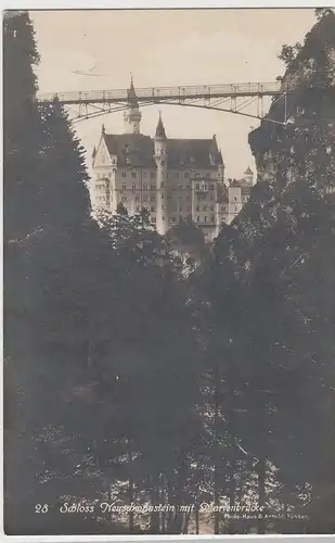 (106086) Foto AK Hohenschwangau, Schloss Neuschwanstein, Marienbrücke, vor 1945