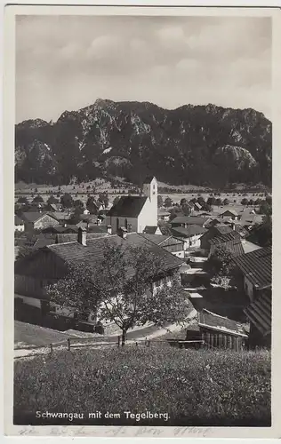 (106085) Foto AK Schwangau, Ortsansicht mit Kirche, Tegelberg, vor 1945