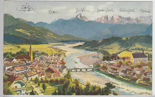 (105839) Künstler AK Bad Tölz, Gesamtansicht, 1921