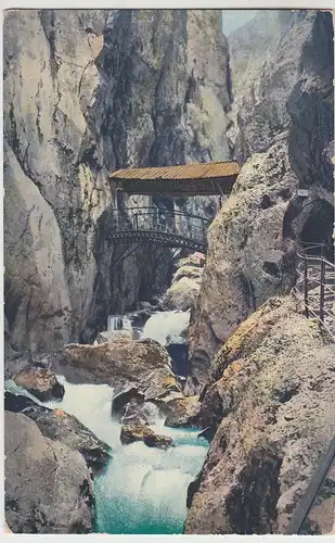 (104981) AK Garmisch-Partenkirchen, Höllentalklamm Bogenbrücke, vor 1945