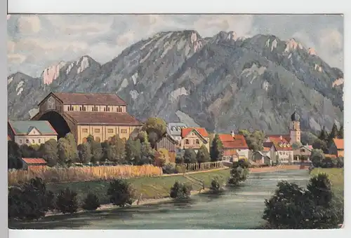 (104357) Künstler AK V. Marschall: Oberammergau m. Passionstheater, vor 1945