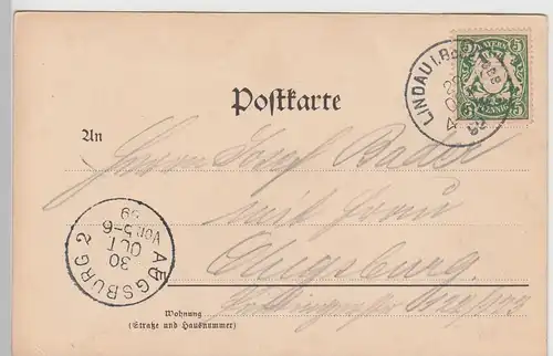 (101836) AK Gruss aus Lindau im Bodensee, Hafeneinfahrt, 1899