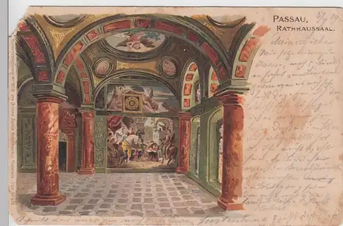 (101418) Künstler AK Passau, Rathaus, Saal 1900