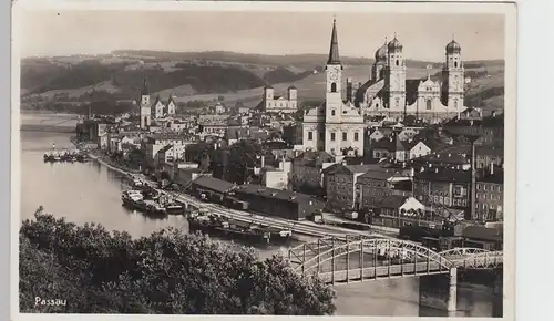 (101413) Foto AK Passau, Lastkähne, Güterwaggons, Kran, Hafen 1933-45