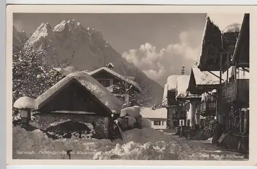 (101406) Foto AK Garmisch, Frühlingsstraße im Winter, Waxenstein, Zugspitze 1939