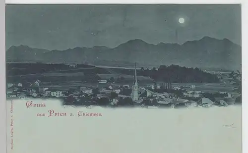 (101370) AK Gruß aus Prien am Chiemsee, Panorama, Mondscheinkarte, bis 1905