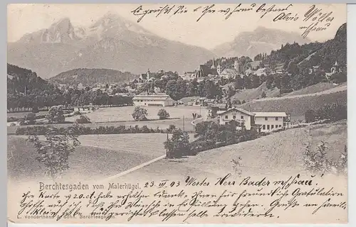 (101366) AK Berchtesgaden, Blick vom Malerhügel, Cafe, Restaurant 1903