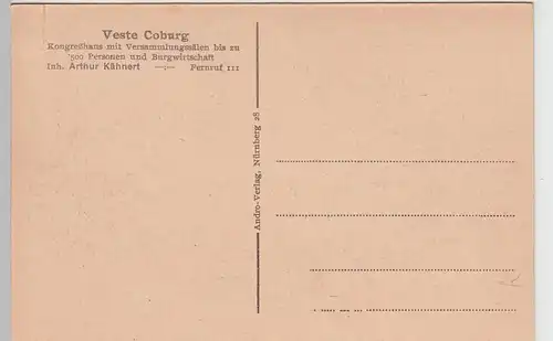 (101361) AK Coburg, Veste, Burgwirtschaft, Inneres, vor 1945