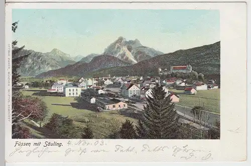 (101102) AK Füssen, Panorama, Säuling 1903
