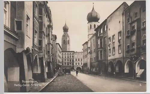 (101100) Foto AK Rosenheim, Heilig Geist Straße, St. Nikolaus, vor 1945