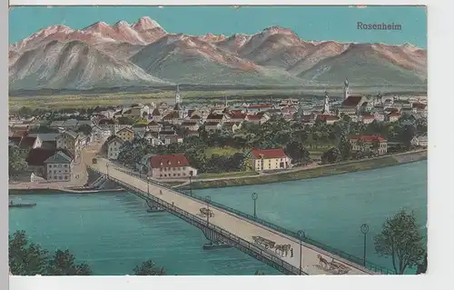 (101099) Künstler AK Rosenheim, Panorama, Feldpost 1916