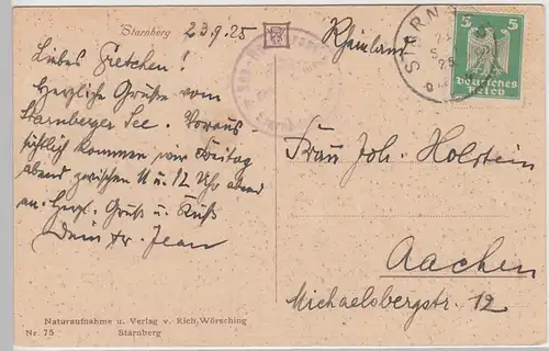 (101094) AK Starnberg, Ortsansicht, Kirche 1925