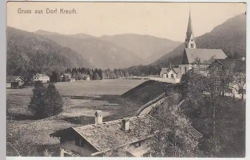 (101069) AK Gruß aus Dorf Kreuth, Kirche 1910