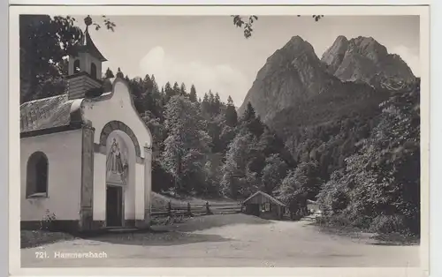 (101055) Foto AK Hammersbach, Grainau, Kapelle 1936