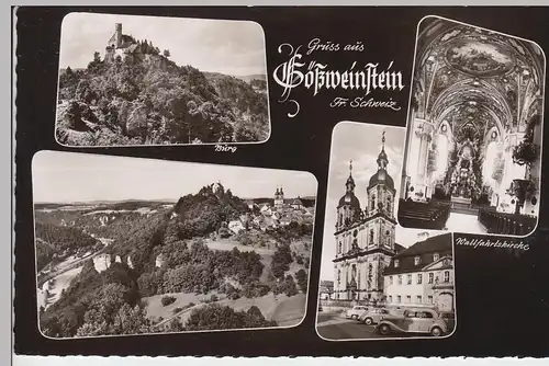 (101035) Foto AK Gößweinstein, Mehrbildkarte mit Burg und Basilika, nach 1945