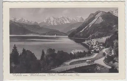 (101033) AK Urfeld am Walchensee, Hotel Fischer am See, vor 1945