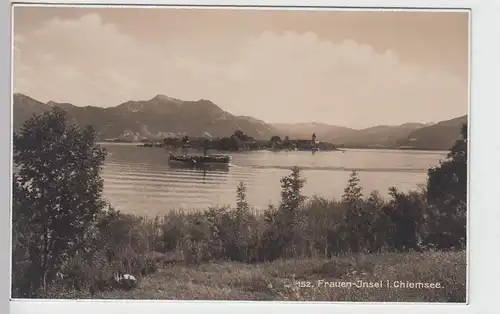 (101010) Foto AK Chiemsee, Fraueninsel, Raddampfer, vor 1945