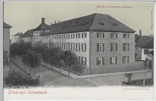 (100921) AK Gruß aus Schwabach, Königl. Schullehrer Serminar 1908