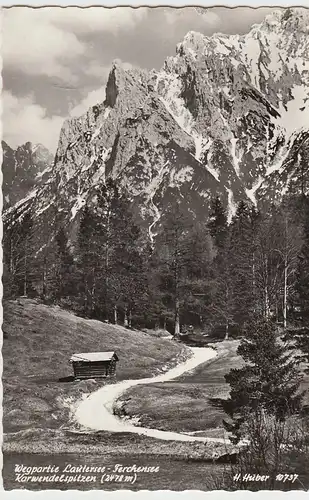 (100509) Foto AK Weg Lautersee Ferchensee, Karwendelspitzen, nach 1945