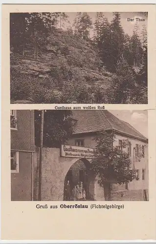 (100493) AK Gruß aus Oberröslau, Gasthaus zum weißen Roß, Thus, vor 1945
