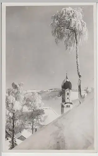 (69723) Foto AK Verschneiter Ort in den Bergen, Kirche