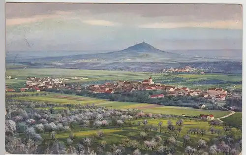 (106694) Künstler AK Ortschaft m. Berg, Stempel Grafenau 1915