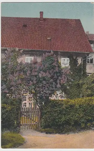 (103689) AK Frühlingszeit, Wohnhaus, blühender Flieder am Gartentor, vor 1945
