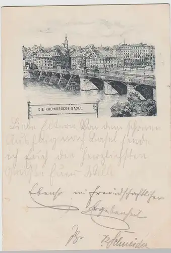 (112788) AK Basel, Rheinbrücke 1899