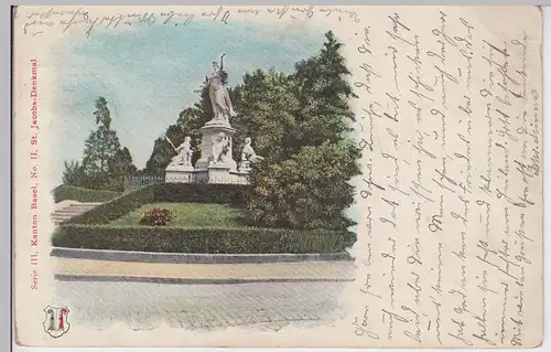 (105450) AK Basel, St. Jakobs-Denkmal, Bahnpost 1907