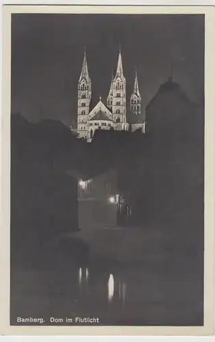 (44416) Foto AK Bamberg, Dom im Flutlicht, 1931