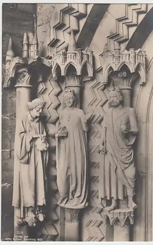 (20404) Foto AK Bamberg, Dom, Adamspforte, Figuren links, vor 1945