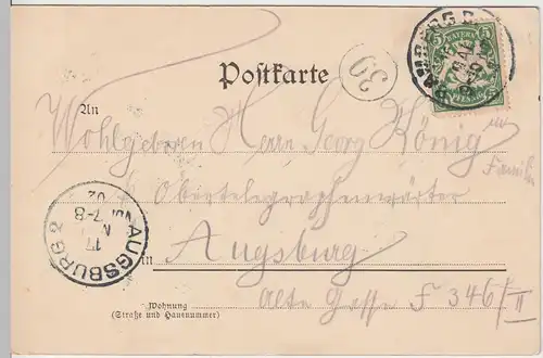 (104060) AK Bamberg, Regnitz-Partie mit Rathaus, 1902