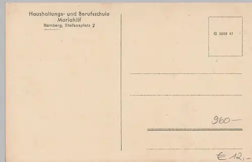 (101480) AK Bamberg, Haushaltungsschule Mariahilf, vor 1945