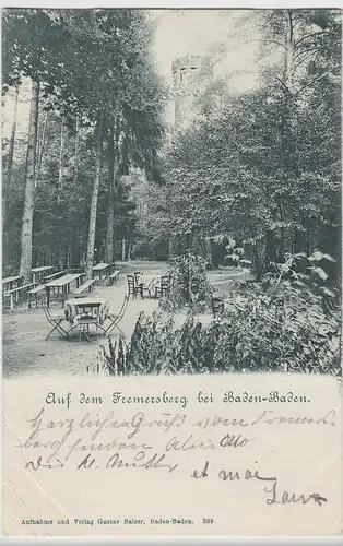 (96011) AK Baden Baden, Fremersberg, Turm 1901