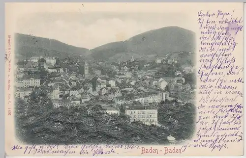 (94810) AK Baden-Baden, Teilansicht, Relief-Karte, 1900