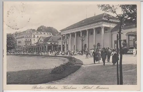 (94807) AK Baden-Baden, Kurhaus, Hotel Messmer, 1929