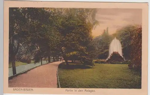 (89860) AK Baden-Baden, Partie in den Anlagen, 1922