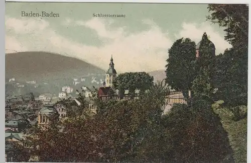 (75880) AK Baden Baden, Schloss, Terrasse 1909