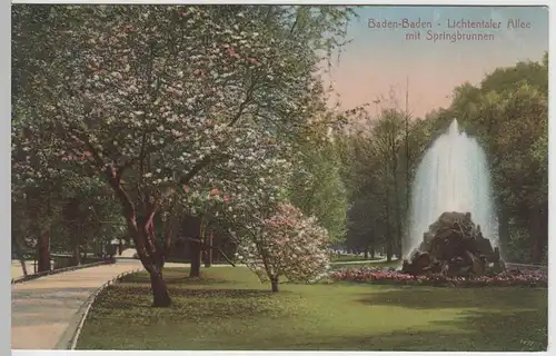 (63489) AK Baden-Baden, Lichtentaler Allee, Springbrunnen 1911
