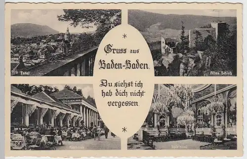 (49885) AK Gruss aus Baden-Baden, Mehrbildkarte, 1945