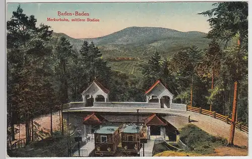 (113914) AK Baden Baden, Merkurbahn, mittlere Station, vor 1945