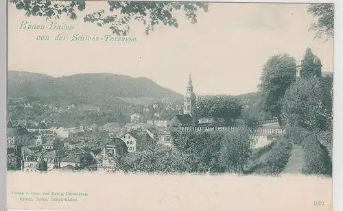 (113402) AK Baden Baden, Blick von der Schloss Terrasse, bis 1905