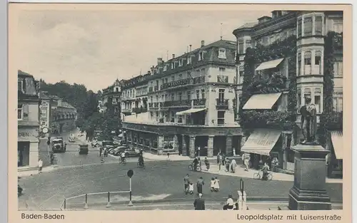 (111802) AK Baden Baden, Leopoldsplatz, Luisenstraße, Geschäfte, vor 1945