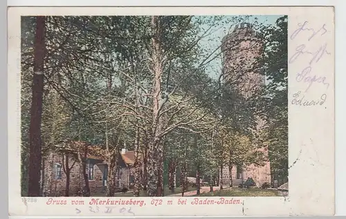 (111355) AK Gruss vom Merkuriusberg bei Baden-Baden, 1902