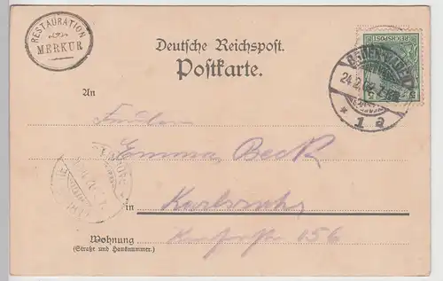 (111355) AK Gruss vom Merkuriusberg bei Baden-Baden, 1902