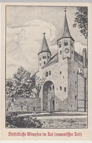 (99003) Künstler AK Wimpfen, Stiftskirche, um 1910