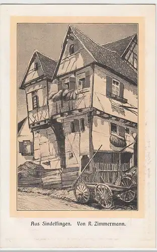 (98882) Künstler AK R. Zimmermann. Sindelfingen, großes Bauernhaus, vor 1945